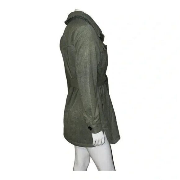 Steve Madden Juniors Belted Shirt Jacket Moss Green Plus Size 1X New - Picture 3 of 9